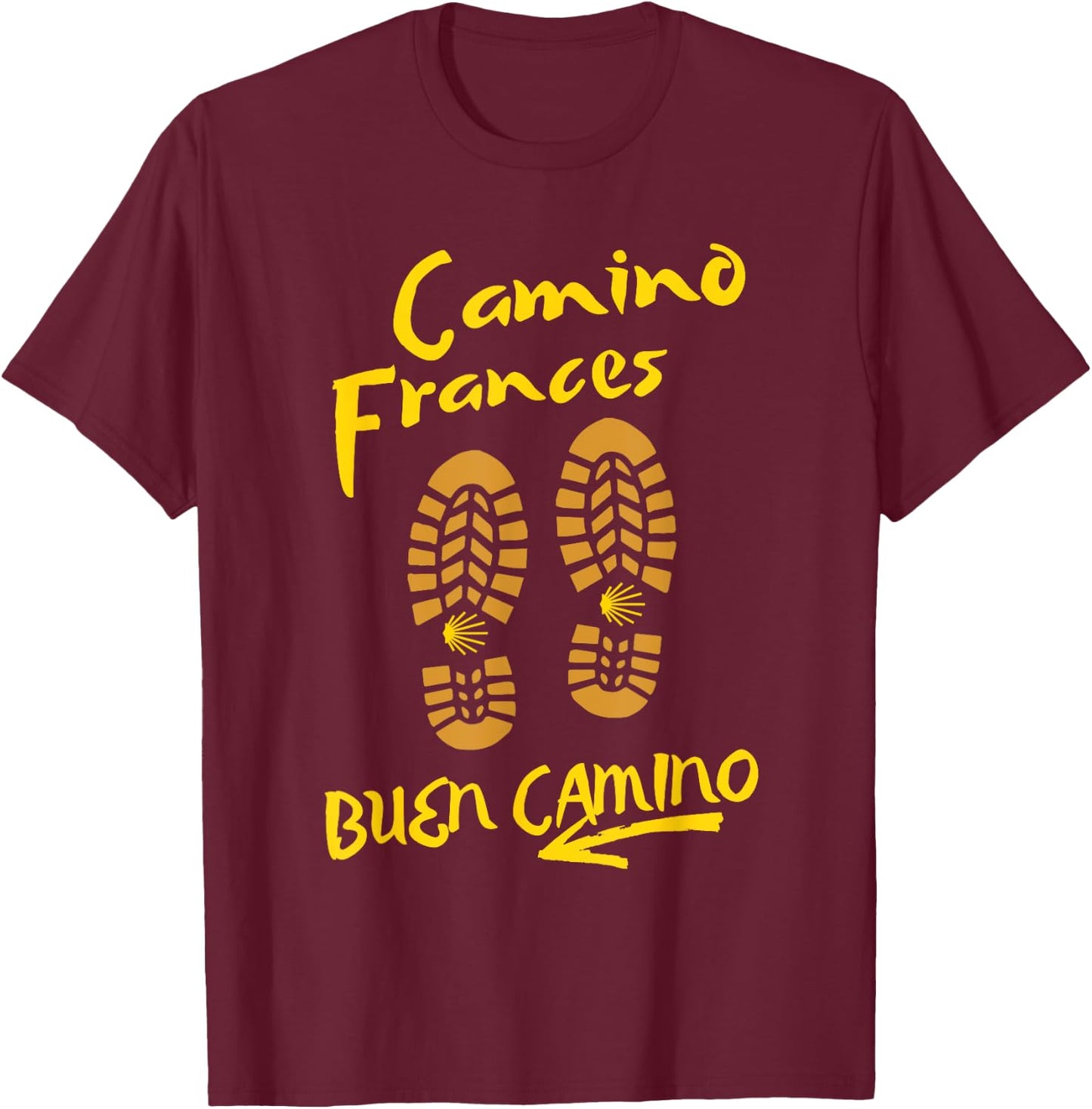 CAMINO FRANCES, BUEN CAMINO, Hiking Boots T-Shirt - T-Shirt | Maroon