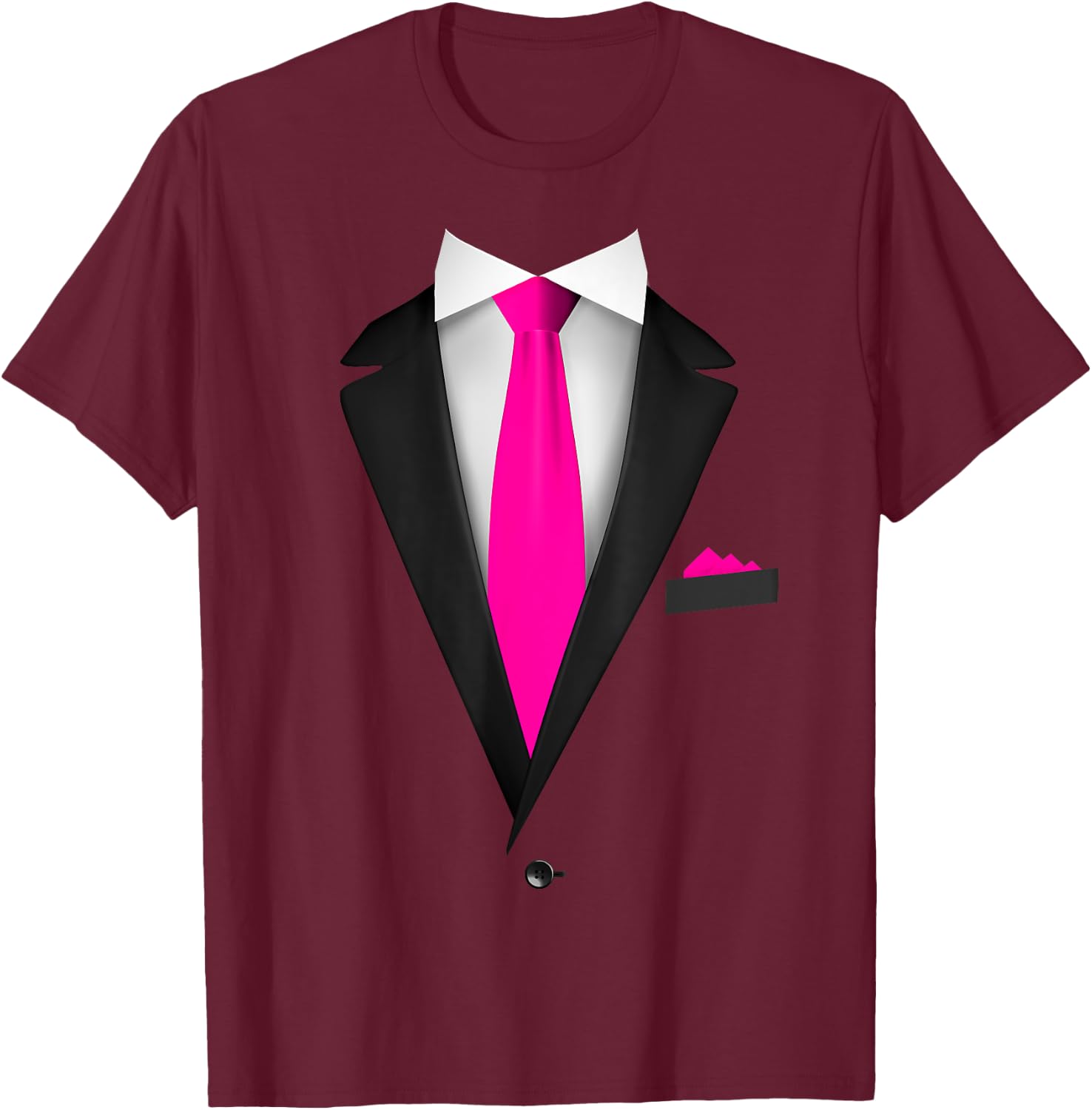 Tuxedo with Tie For Funny Wedding And Special Occasions T-Shirt - T-Shirt | Maroon