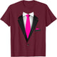 Tuxedo with Tie For Funny Wedding And Special Occasions T-Shirt - T-Shirt | Maroon