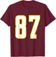 Yellow White Sports Team Number 87 T-Shirt - T-Shirt | Maroon