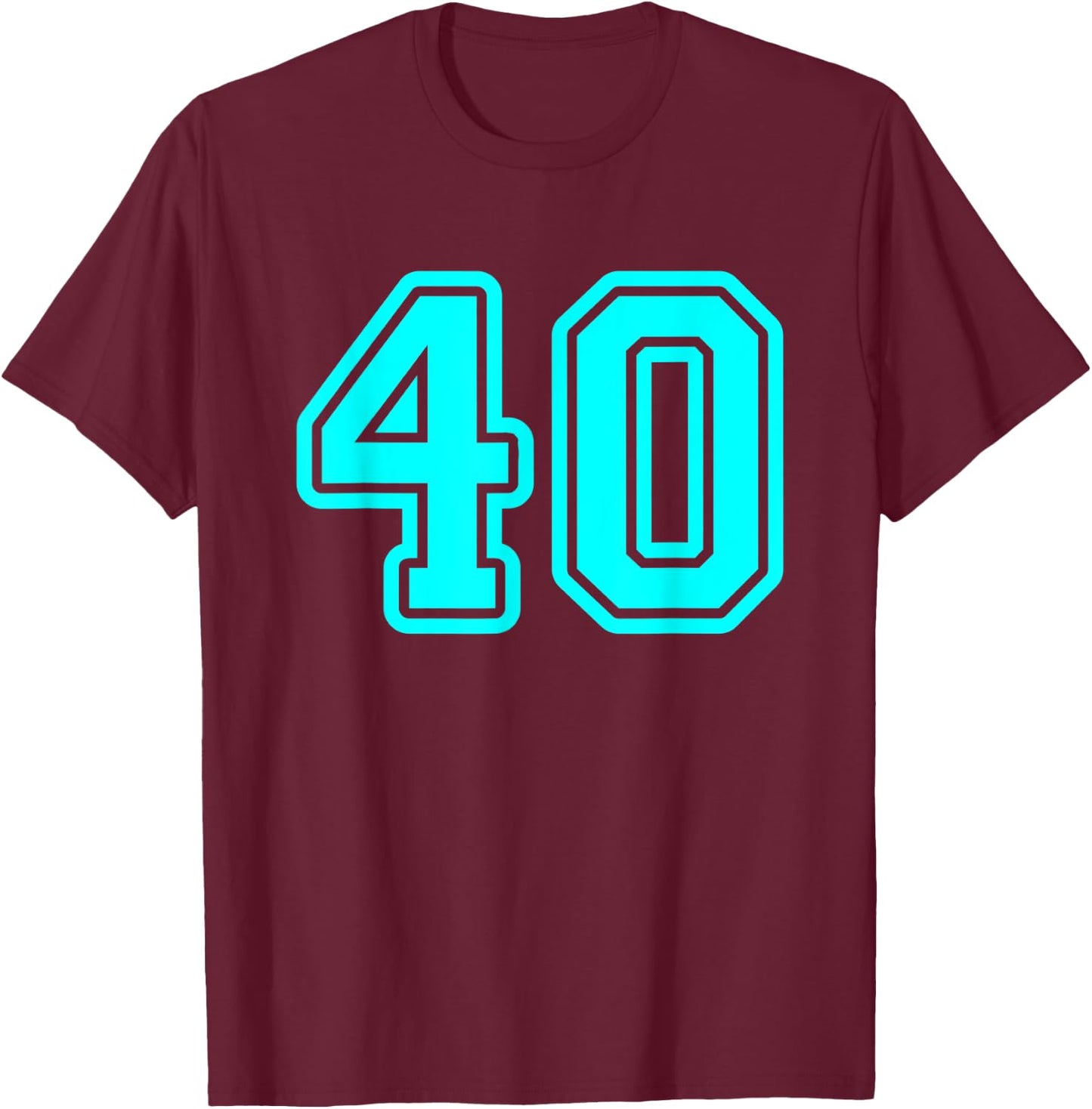 Jersey #40 Cyan Sports Team Player Fan Jersey Number 40 T-Shirt - T-Shirt | Maroon