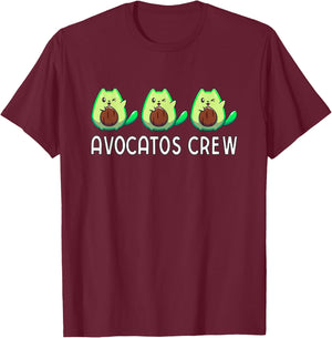 Avocado Cat Avocato Crew Avogato Cat Vegan Men Women Girls Kids T-Shirt - T-Shirt | Maroon