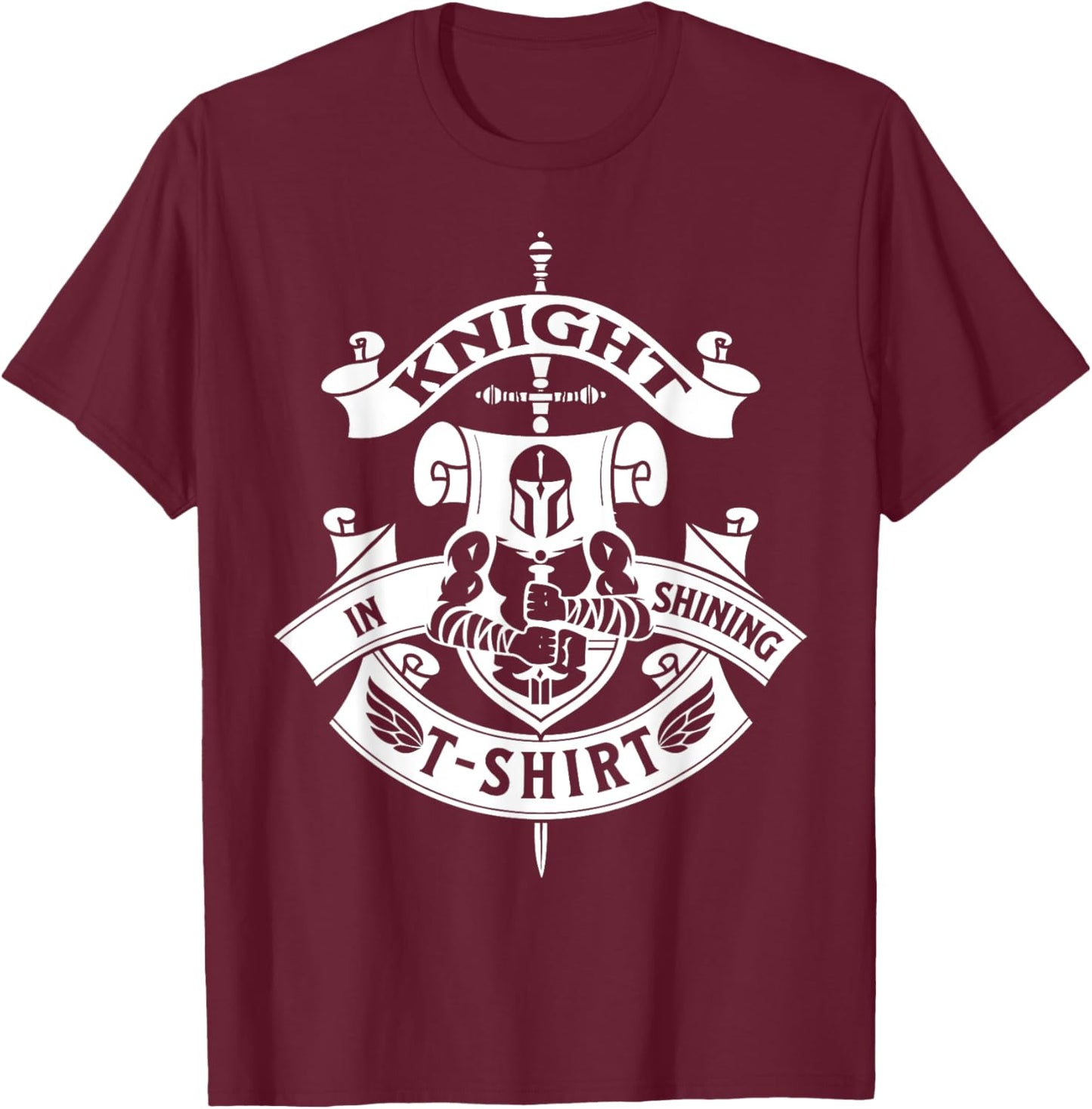 Ren Faire by Knight Medieval Renaissance Knight In Shining Armour for -Adults, Black, Short Sleeve, Classic Fit, Small T-Shirt - T-Shirt | Maroon