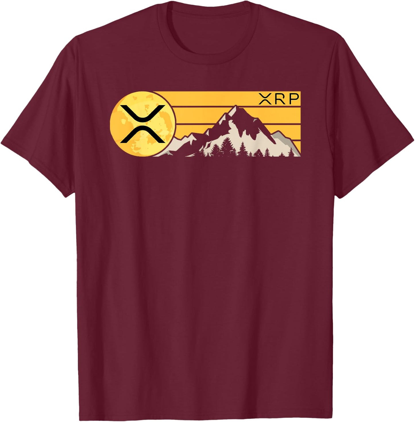 XRP Crypto Moon Mountain XRP Cryptocurrency Coin T-Shirt - T-Shirt | Maroon