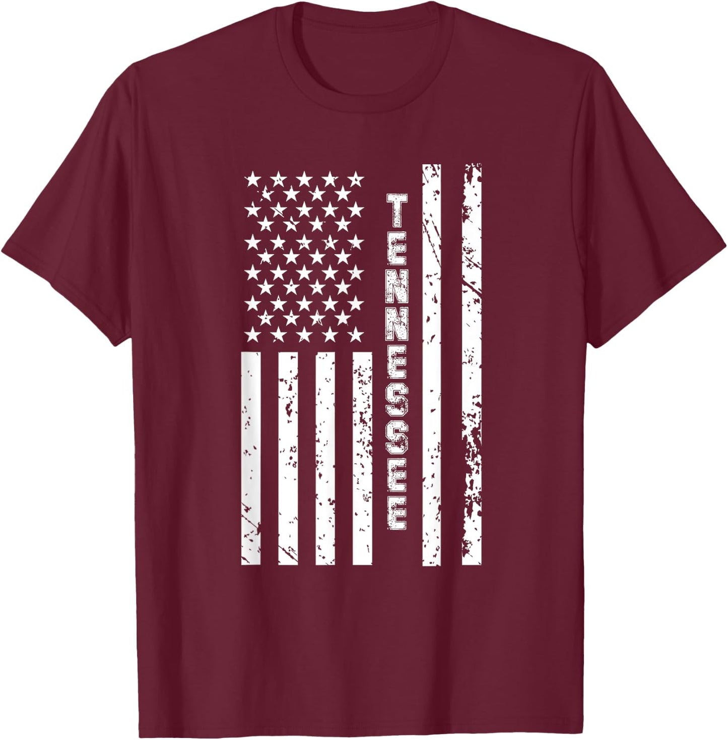 Tennessee United States Patriotic American Flag T-Shirt - T-Shirt | Maroon