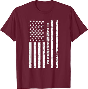 Tennessee United States Patriotic American Flag T-Shirt - T-Shirt | Maroon