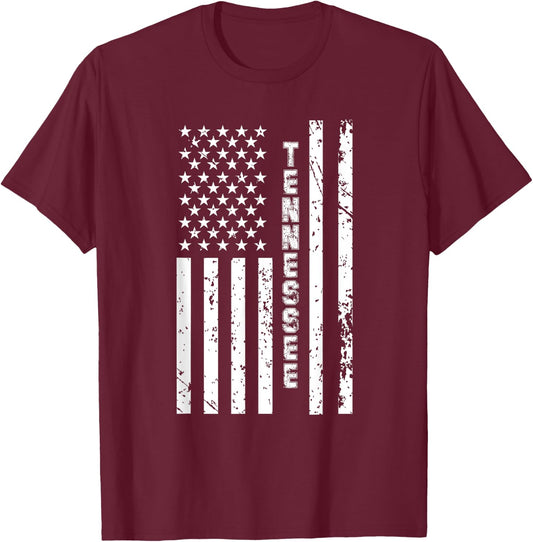 Tennessee United States Patriotic American Flag T-Shirt - T-Shirt | Maroon