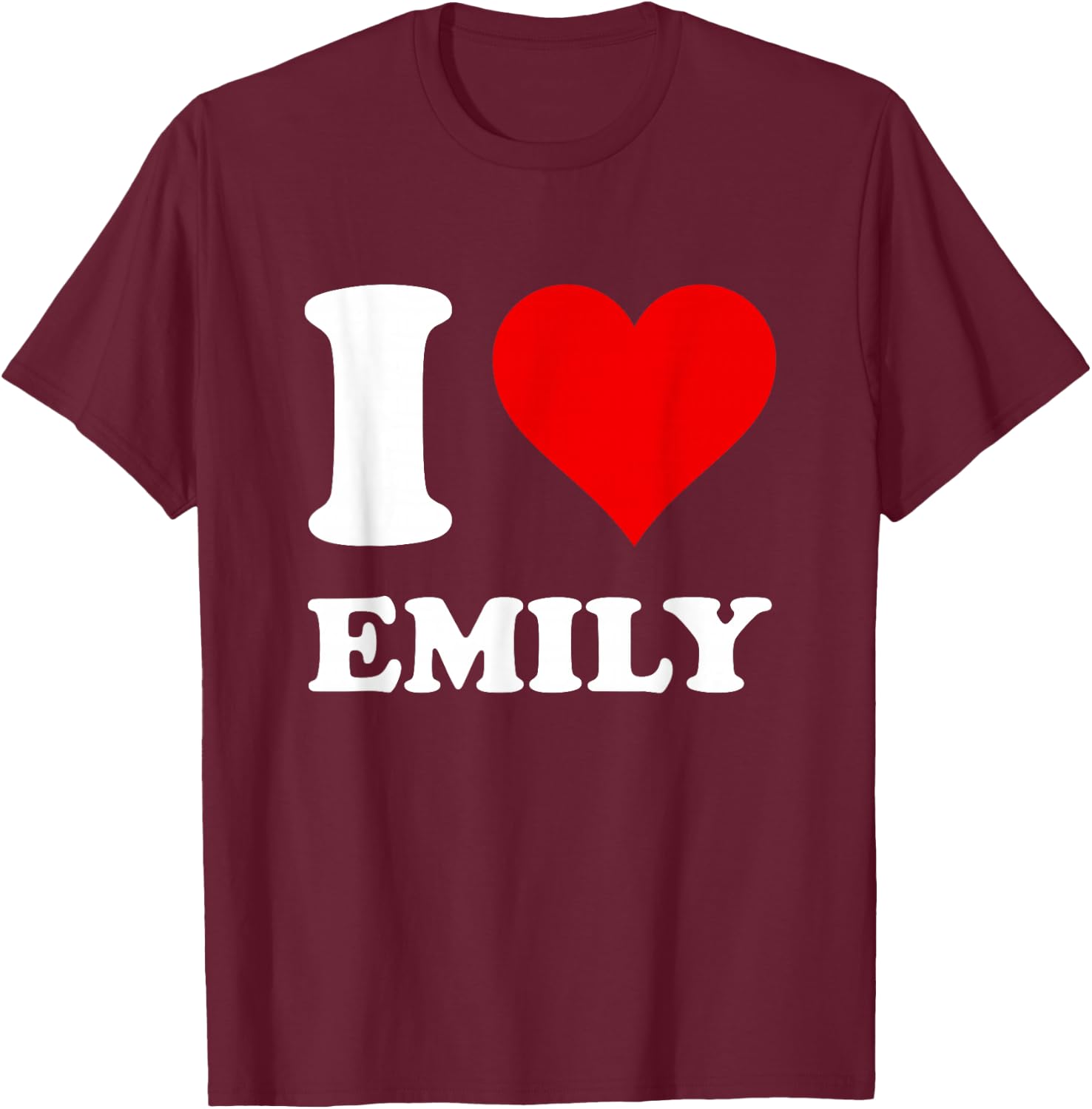 Red Heart I Love Emily T-Shirt - T-Shirt | Maroon