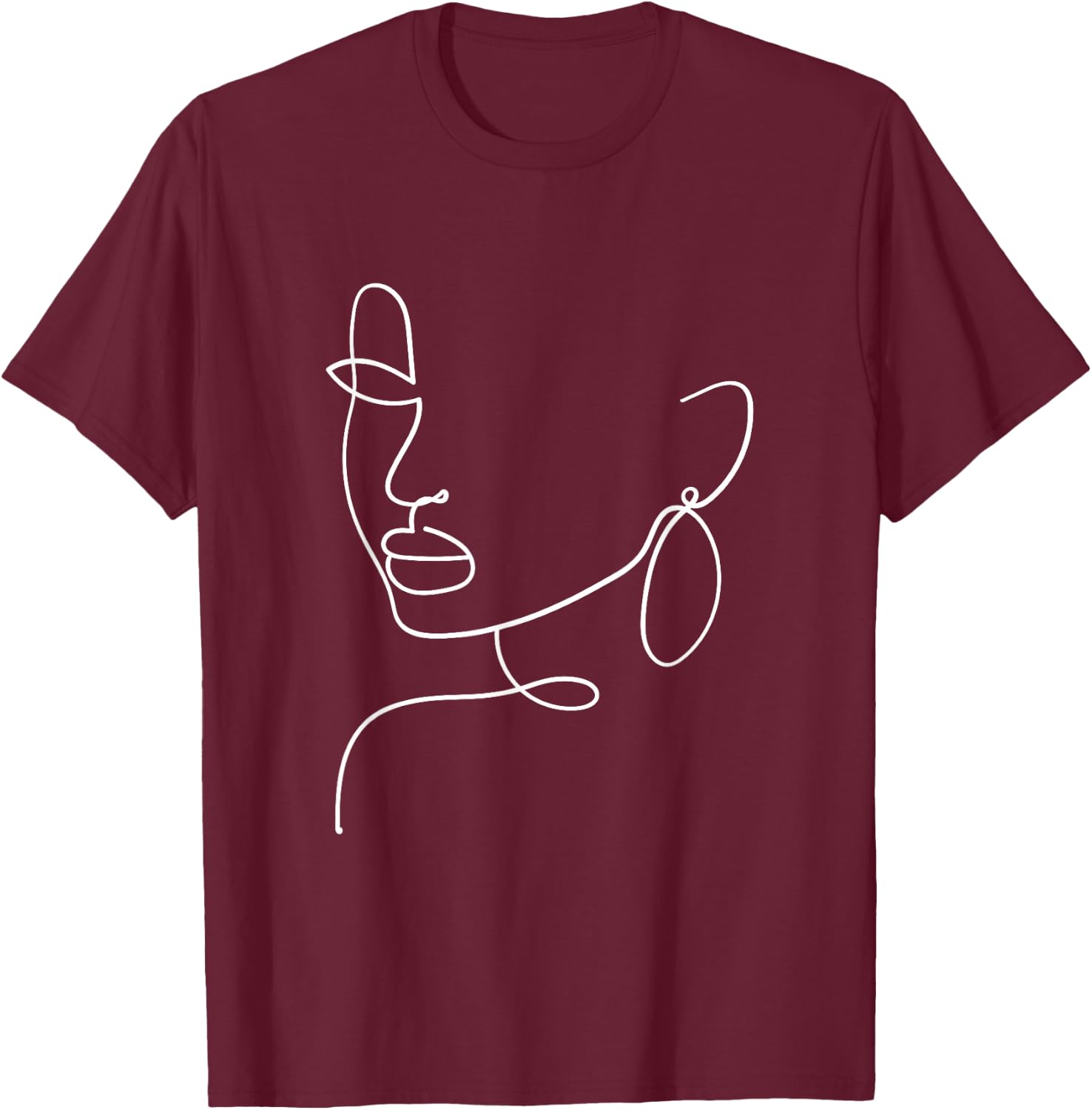 Aesthetic Line Art Woman Abstract Fashion Minimalist Drawing T-Shirt - T-Shirt | Maroon