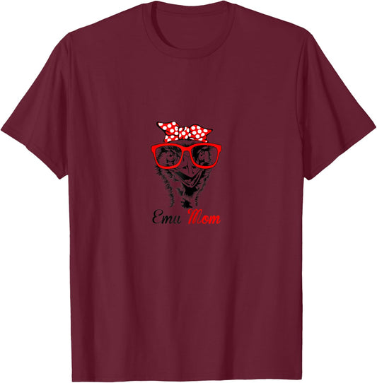 Emu mom Sunflowers Messy Bun mother day Emu T-Shirt - T-Shirt | Maroon