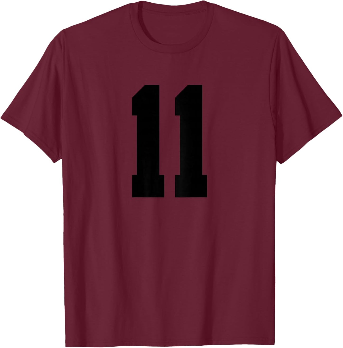Number 11 (On Back) Sports Team Jersey Number T-Shirt - T-Shirt | Maroon
