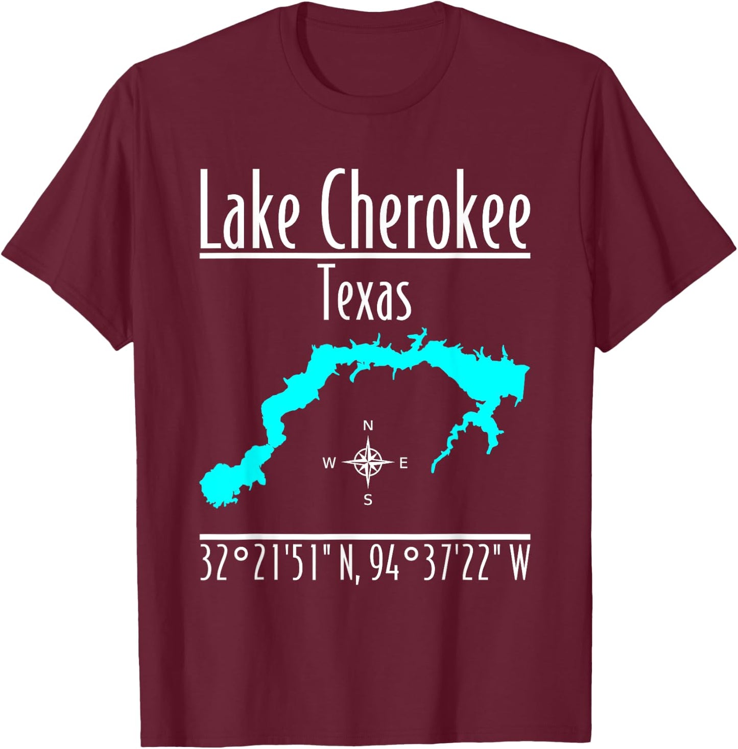 Modern Lake Cherokee, Texas T-Shirt - T-Shirt | Maroon