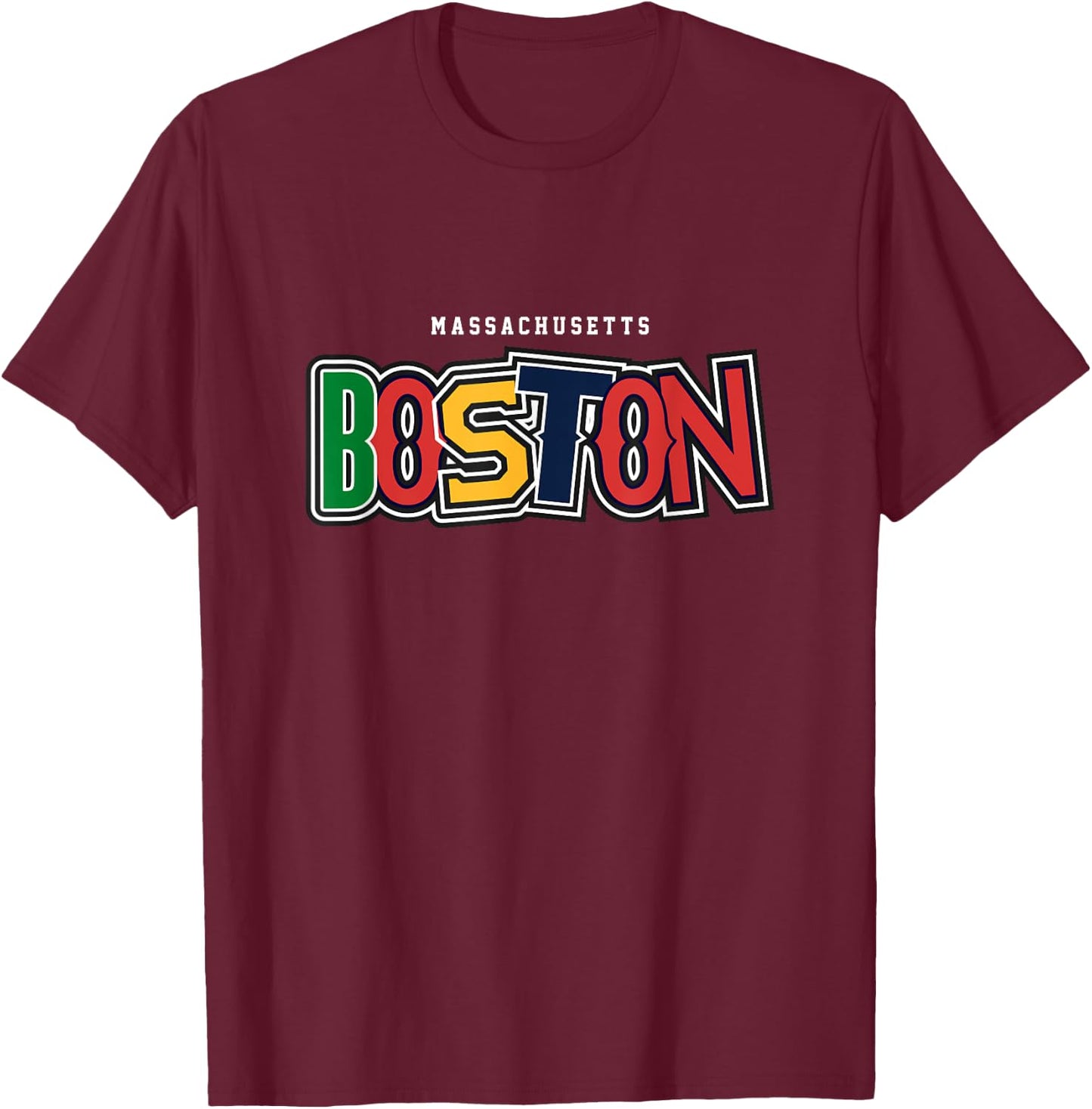 Boston Massachusetts Travel Souvenir Athletic Sport T-Shirt - T-Shirt | Maroon