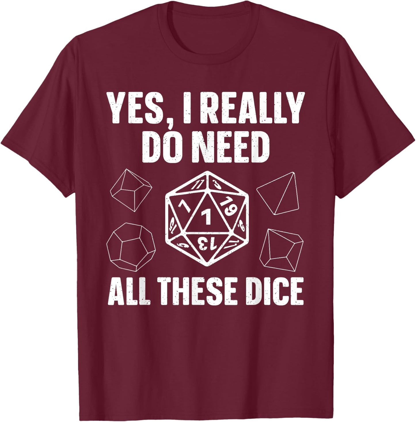 Cool Polyhedral Dice Art Women RPG Gaming D20 Dice T-Shirt - T-Shirt | Maroon
