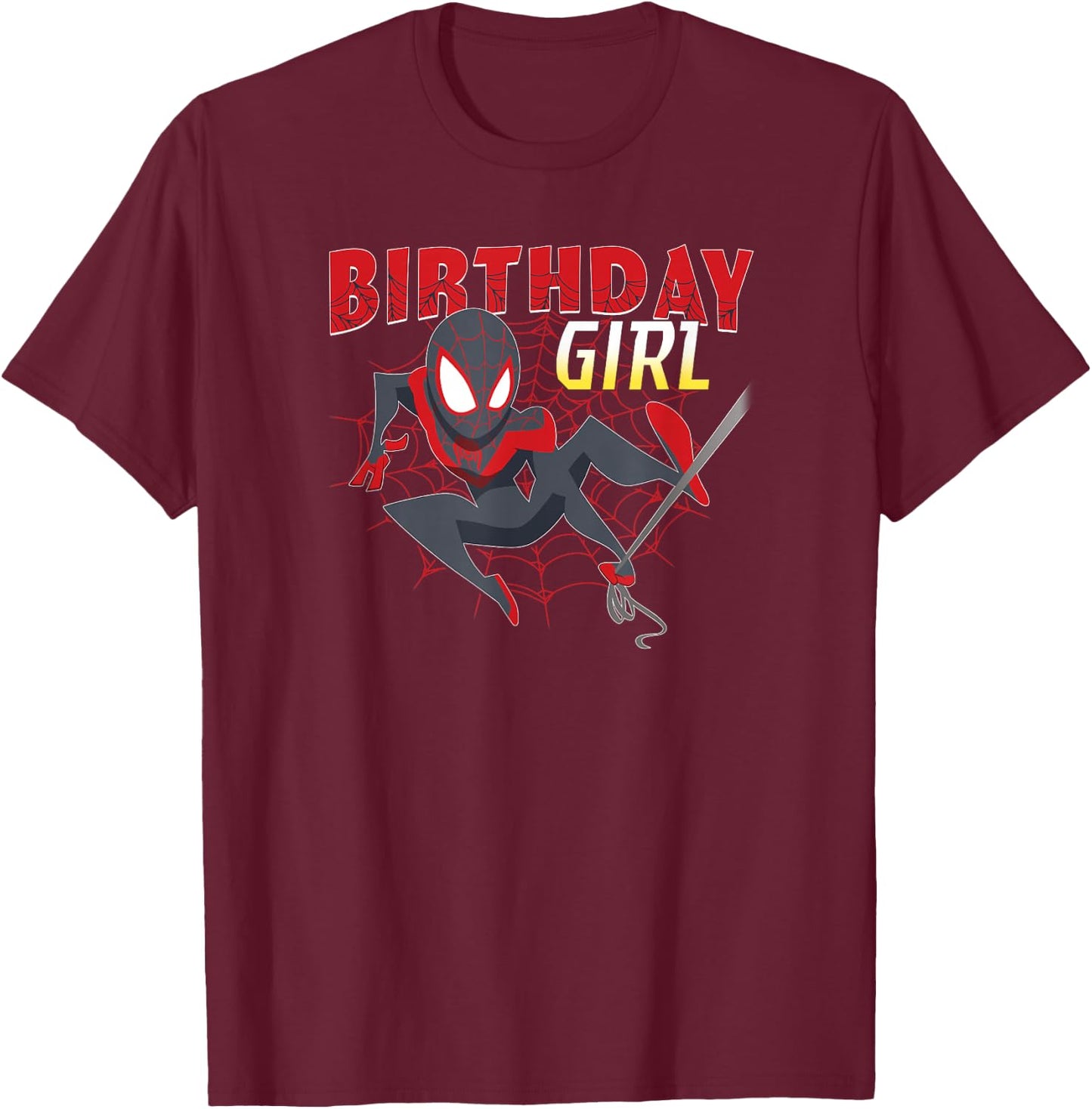 Marvel Spider-Man Birthday Girl Miles Morales Swing T-Shirt - T-Shirt | Maroon