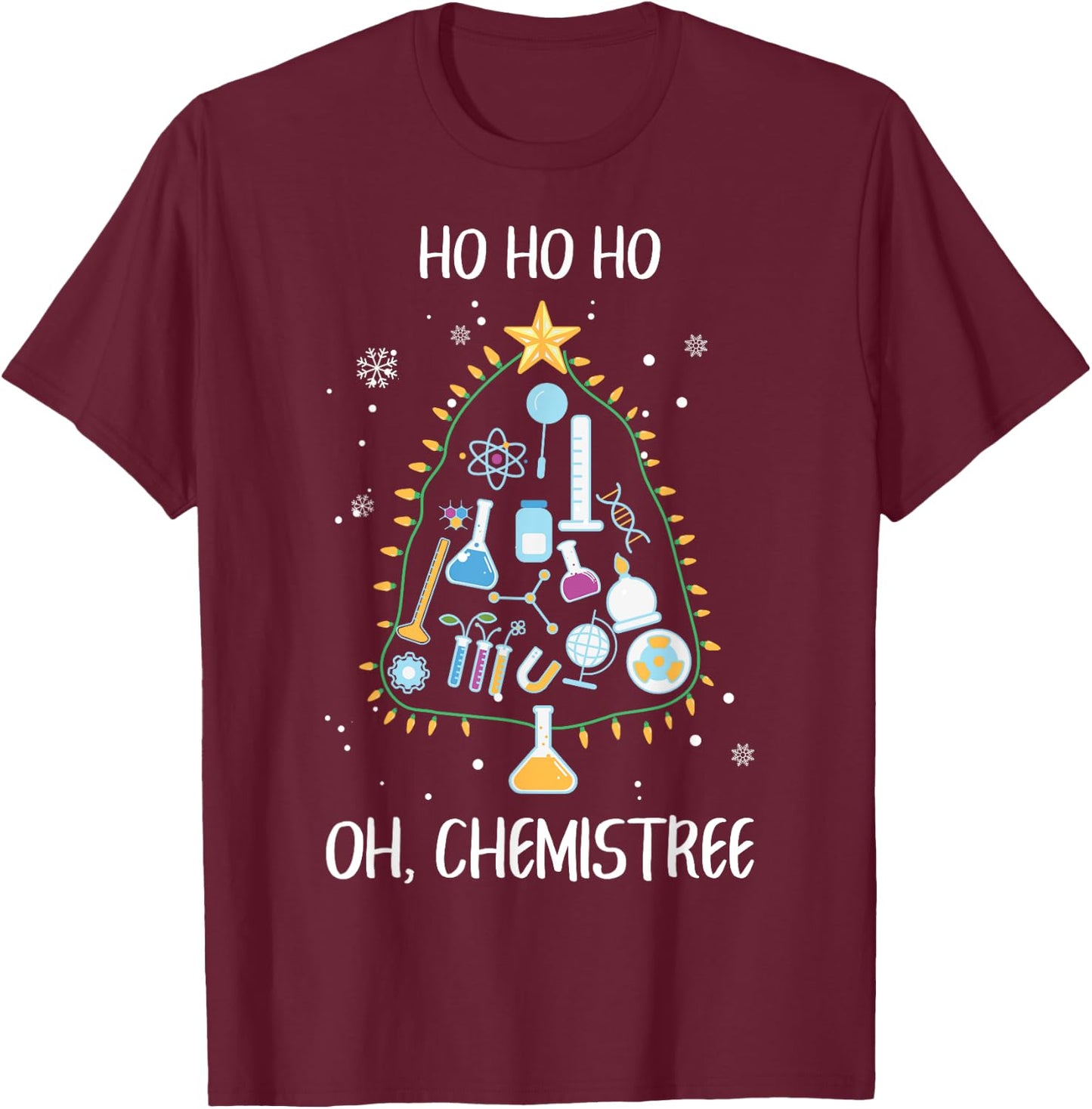 Oh Chemistree Science Christmas Chemist Tree Chemistry T-Shirt - T-Shirt | Maroon