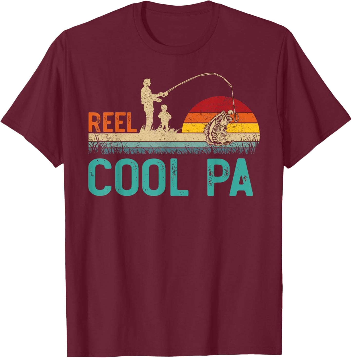 Reel Cool Pa Vintage Retro Fishing Father's Day T-Shirt - T-Shirt | Maroon