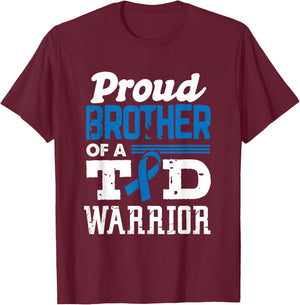 Diabetes Proud Brother Of A T1D Warrior Support Month T-Shirt - T-Shirt | Maroon