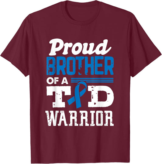 Diabetes Proud Brother Of A T1D Warrior Support Month T-Shirt - T-Shirt | Maroon