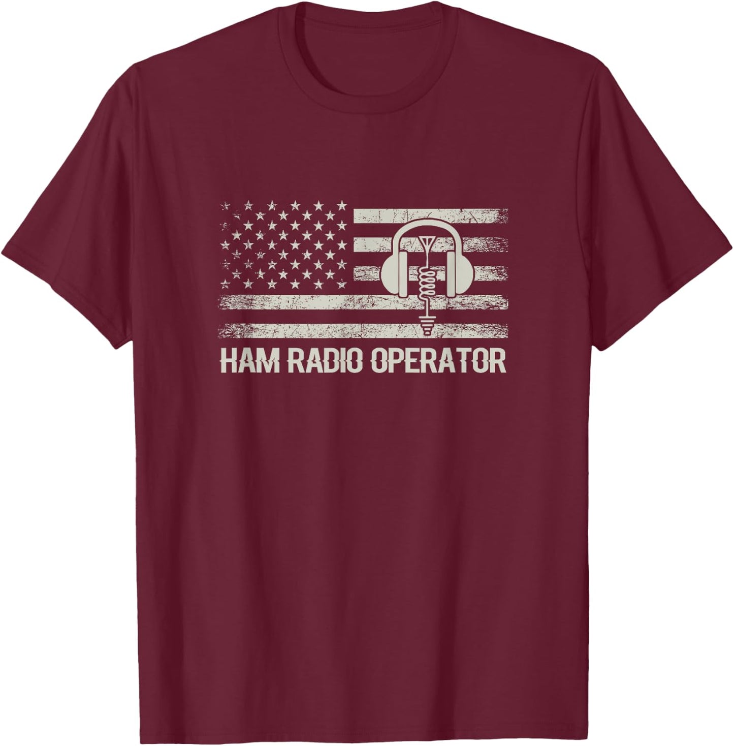Ham Radio USA Flag Amateur Radio Ham Radio Operator T-Shirt - T-Shirt | Maroon