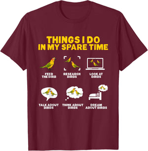Sun Conure Things I Do In My Spare Time Parrot Bird Conure T-Shirt - T-Shirt | Maroon