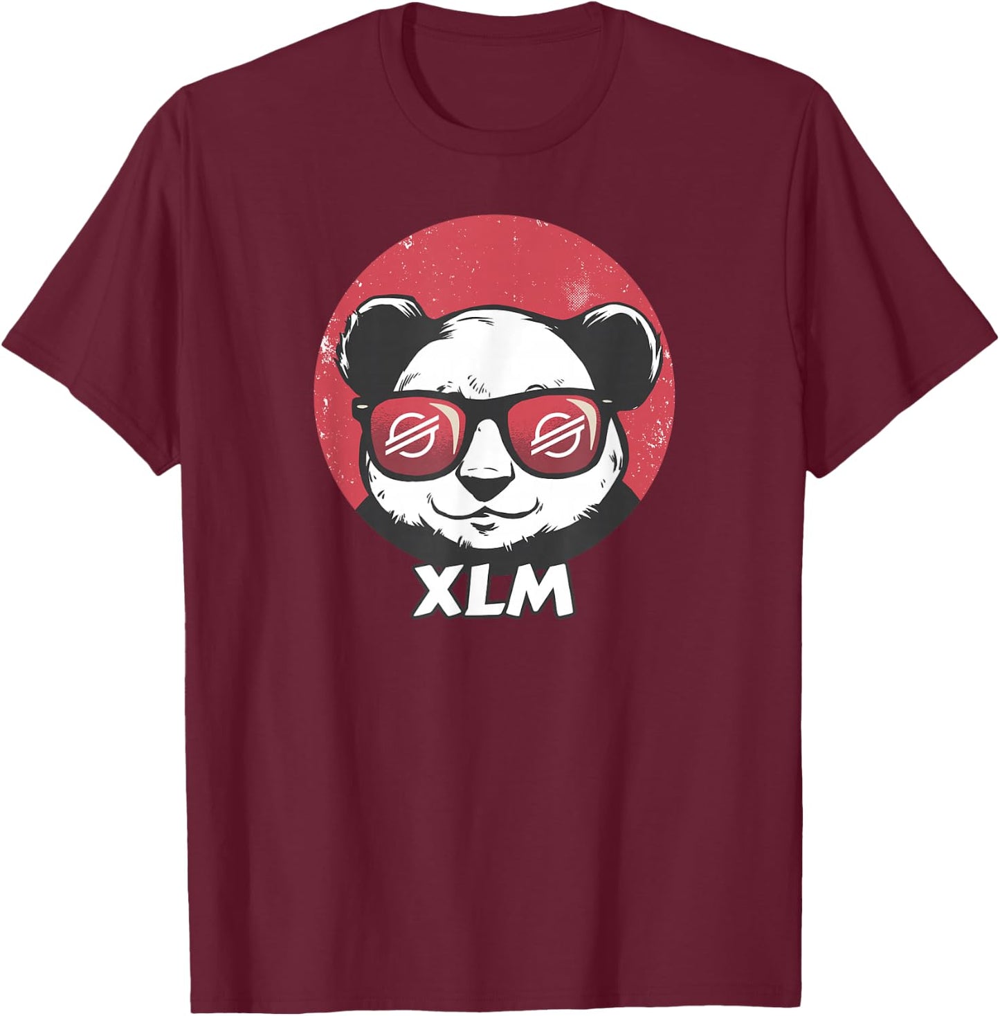 Stellar XLM Cute Crypto Panda Sun Glasses Retro T-Shirt - T-Shirt | Maroon