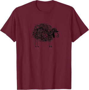 Black sheep in Texta doodle design T-Shirt - T-Shirt | Maroon