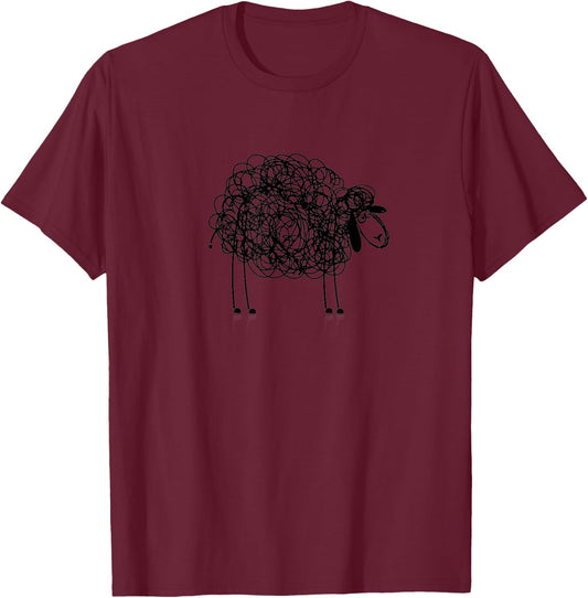 Black sheep in Texta doodle design T-Shirt - T-Shirt | Maroon