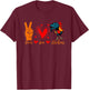 Cool Chicken Peace Love Chickens Farmer Farm T-Shirt - T-Shirt | Maroon