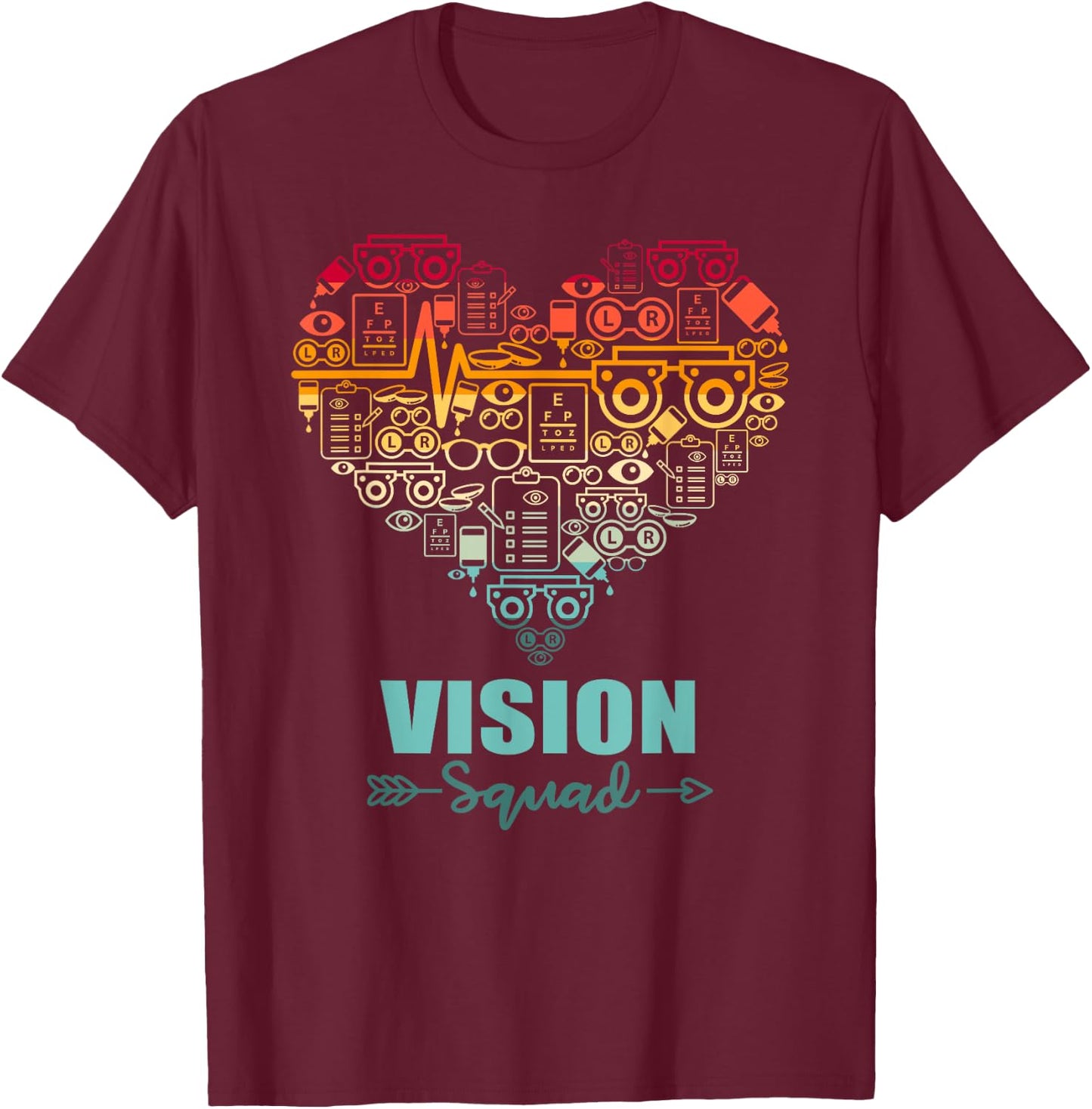Vision Squad Heart Funny Optometry Team T-Shirt - T-Shirt | Maroon