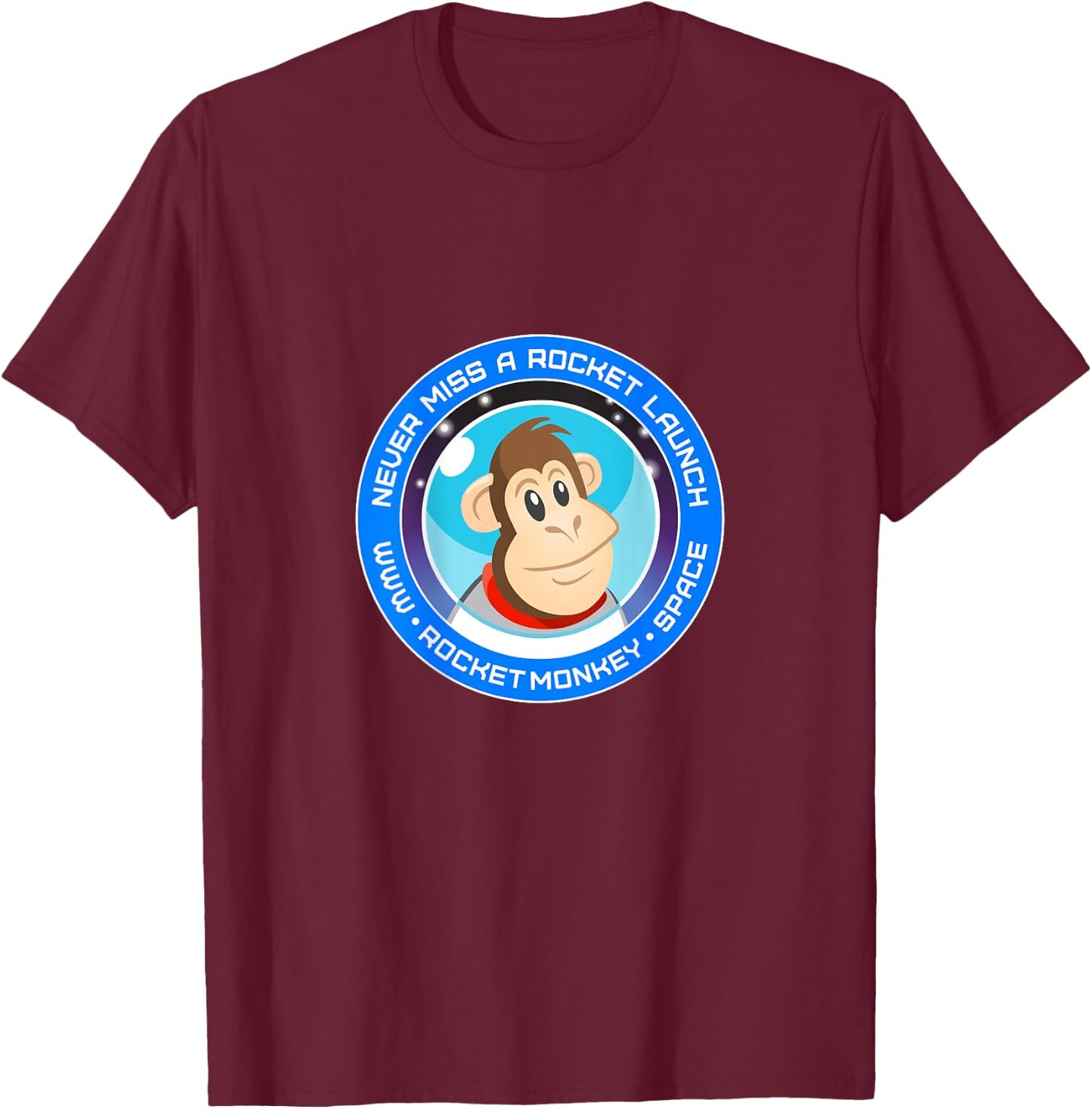 Rocket Monkey Circle Design Back T-Shirt - T-Shirt | Maroon
