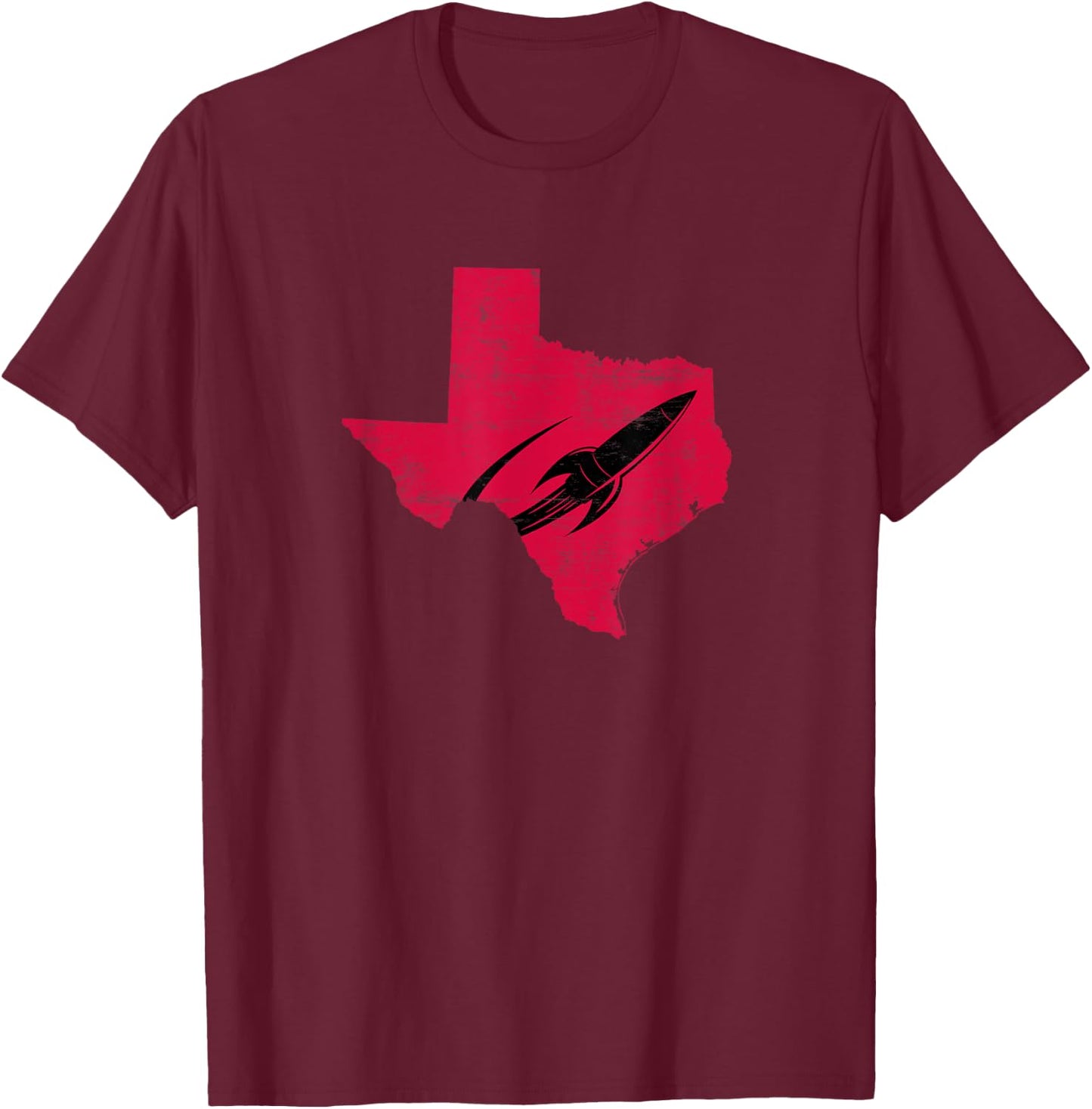 Rocket over Texas Rocket to Space Blastoff Houston Countdown T-Shirt - T-Shirt | Maroon