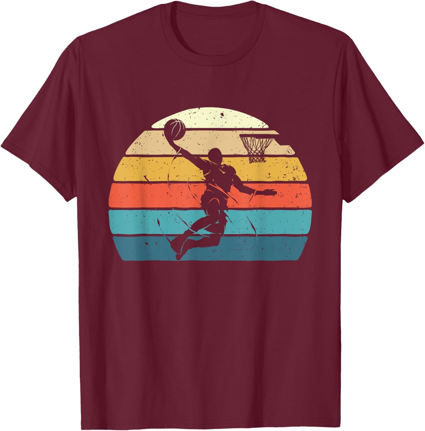 Vintage Basketball Dunk - Ball Game Trainer Sports Lover T-Shirt - T-Shirt | Maroon