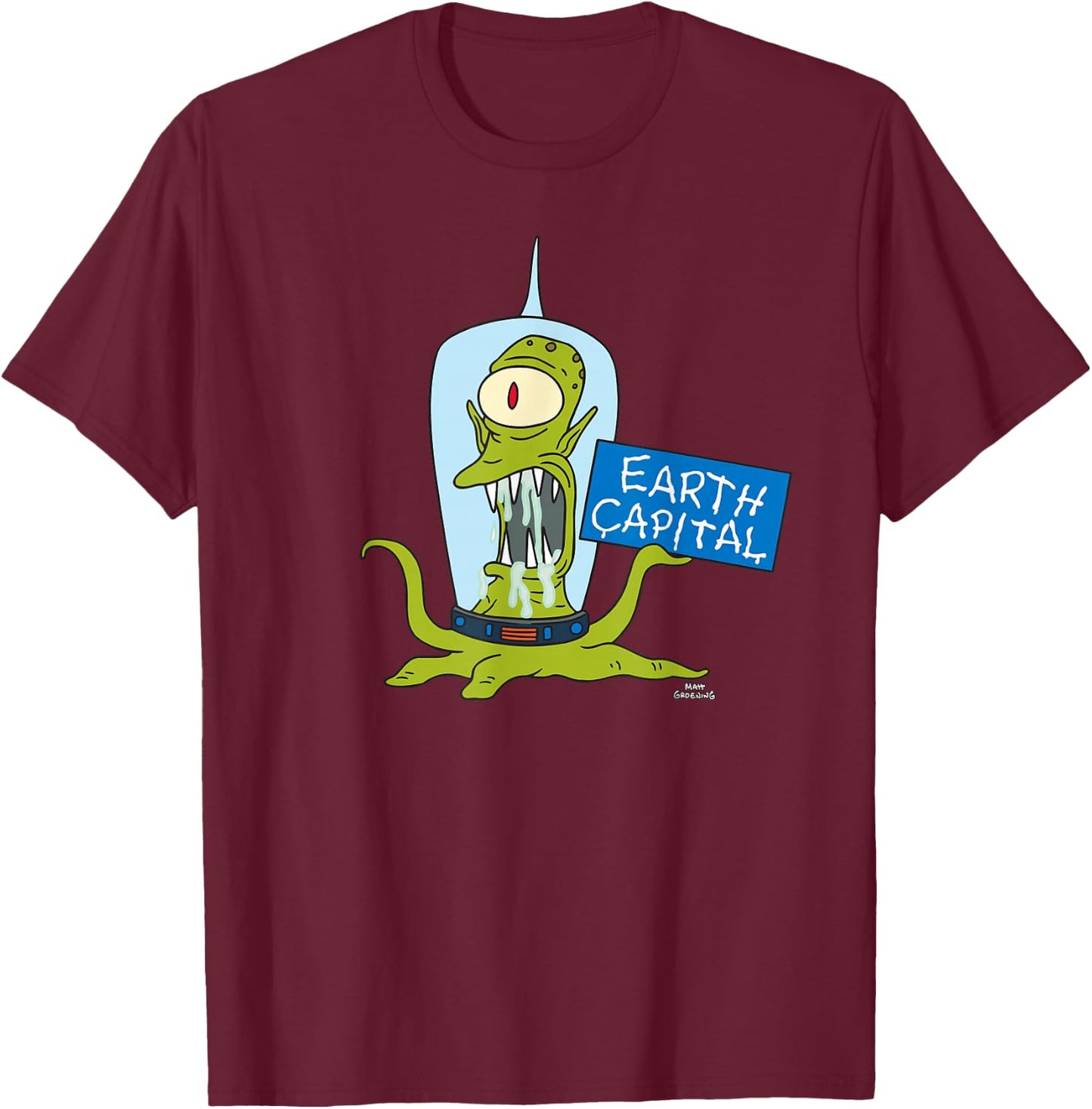 The Simpsons Kang and Kodos Earth Capital T-Shirt - T-Shirt | Maroon