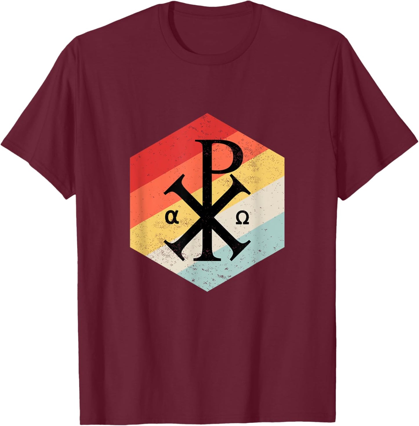 Chi Rho Symbol Motif Jesus Constantine Cross Christian T-Shirt - T-Shirt | Maroon