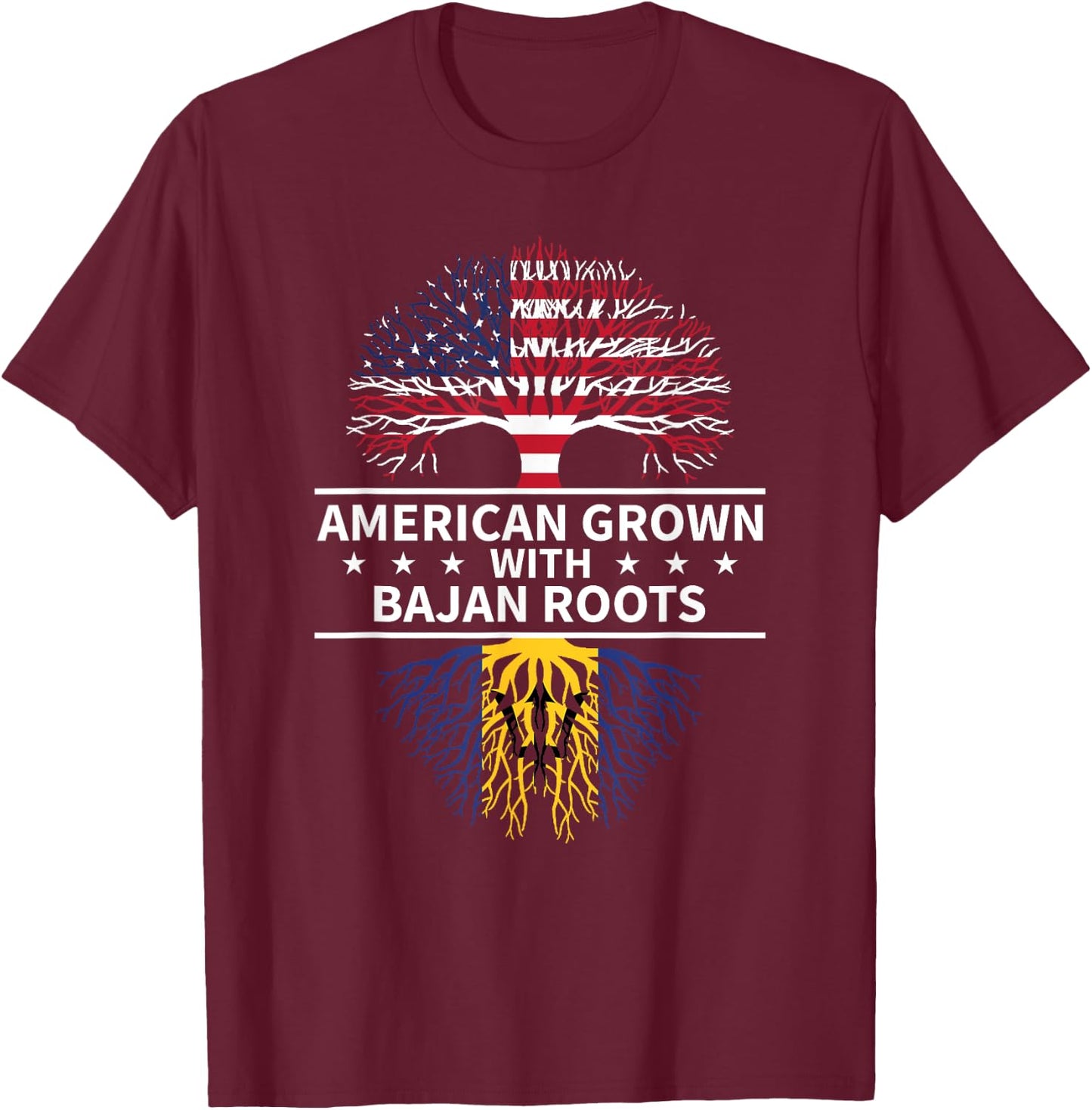 American Grown Bajan Roots Barbados T-Shirt - T-Shirt | Maroon