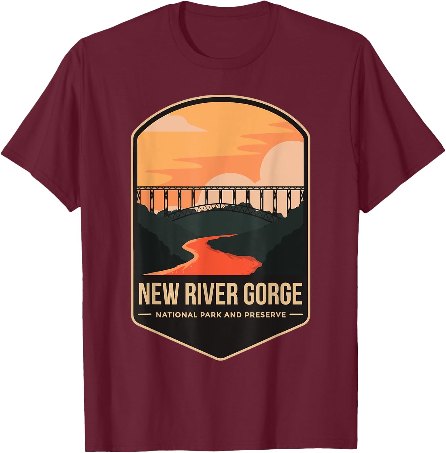 New River Gorge National Park 1978 West Virginia T-Shirt - T-Shirt | Maroon