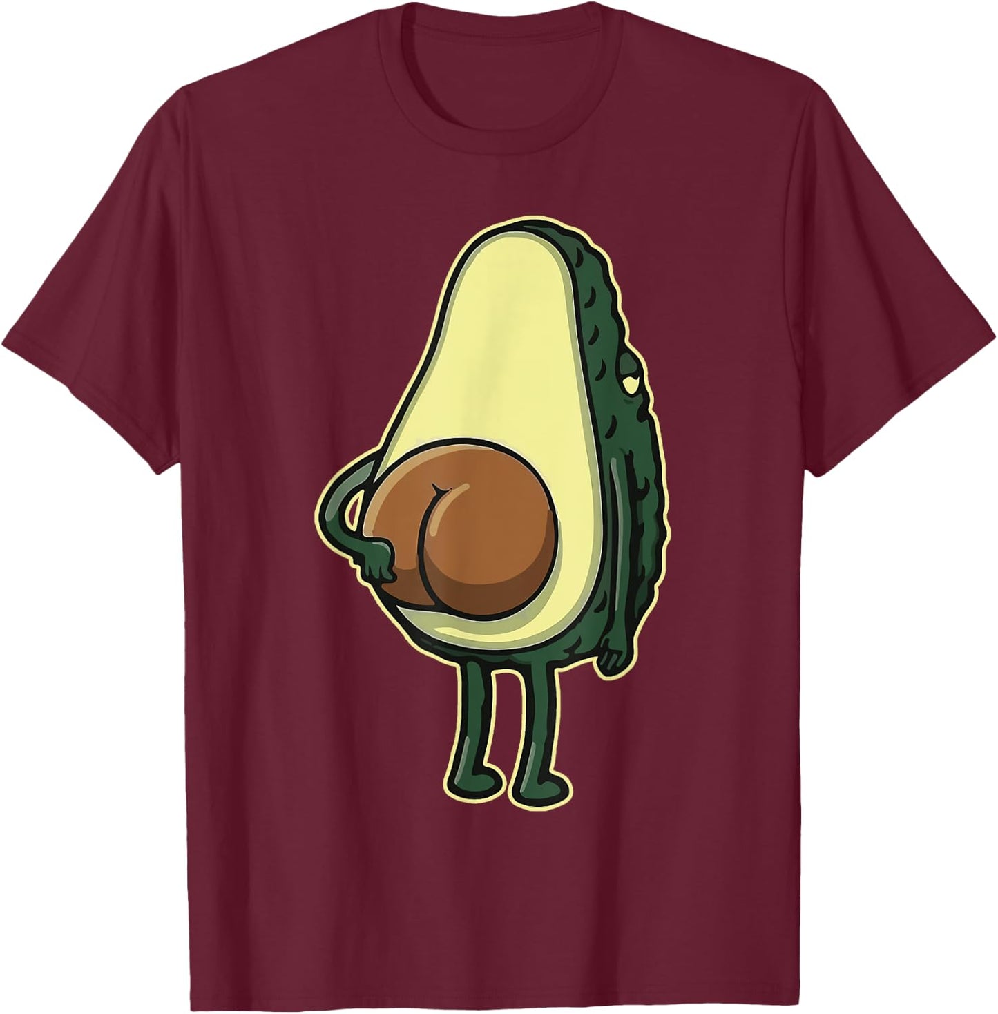 Funny Avocado Scratching Butt Vegan Guacamole Men Women Kids T-Shirt - T-Shirt | Maroon