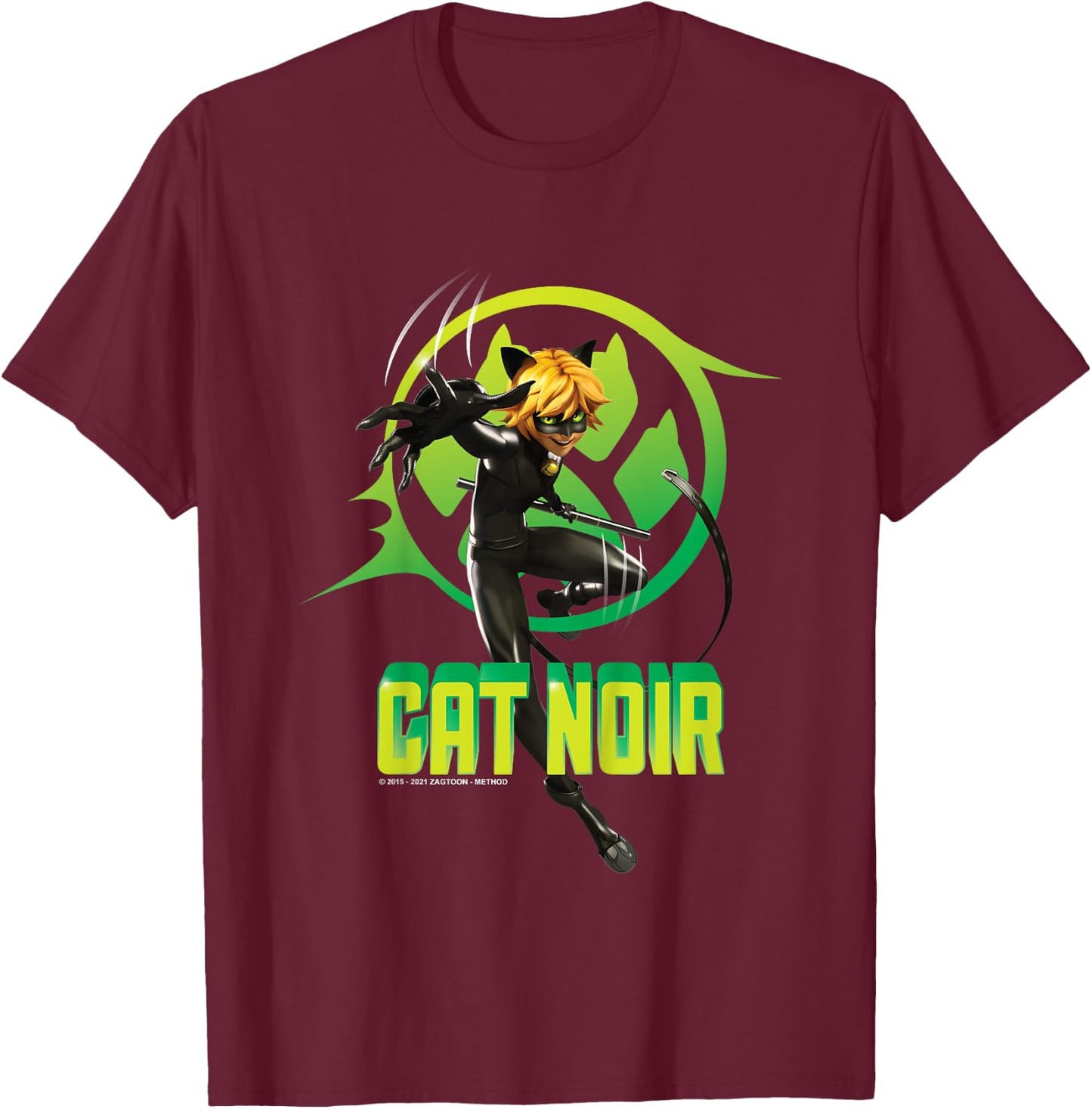 Miraculous Lady Bug - Cat Noir T-Shirt - T-Shirt | Maroon