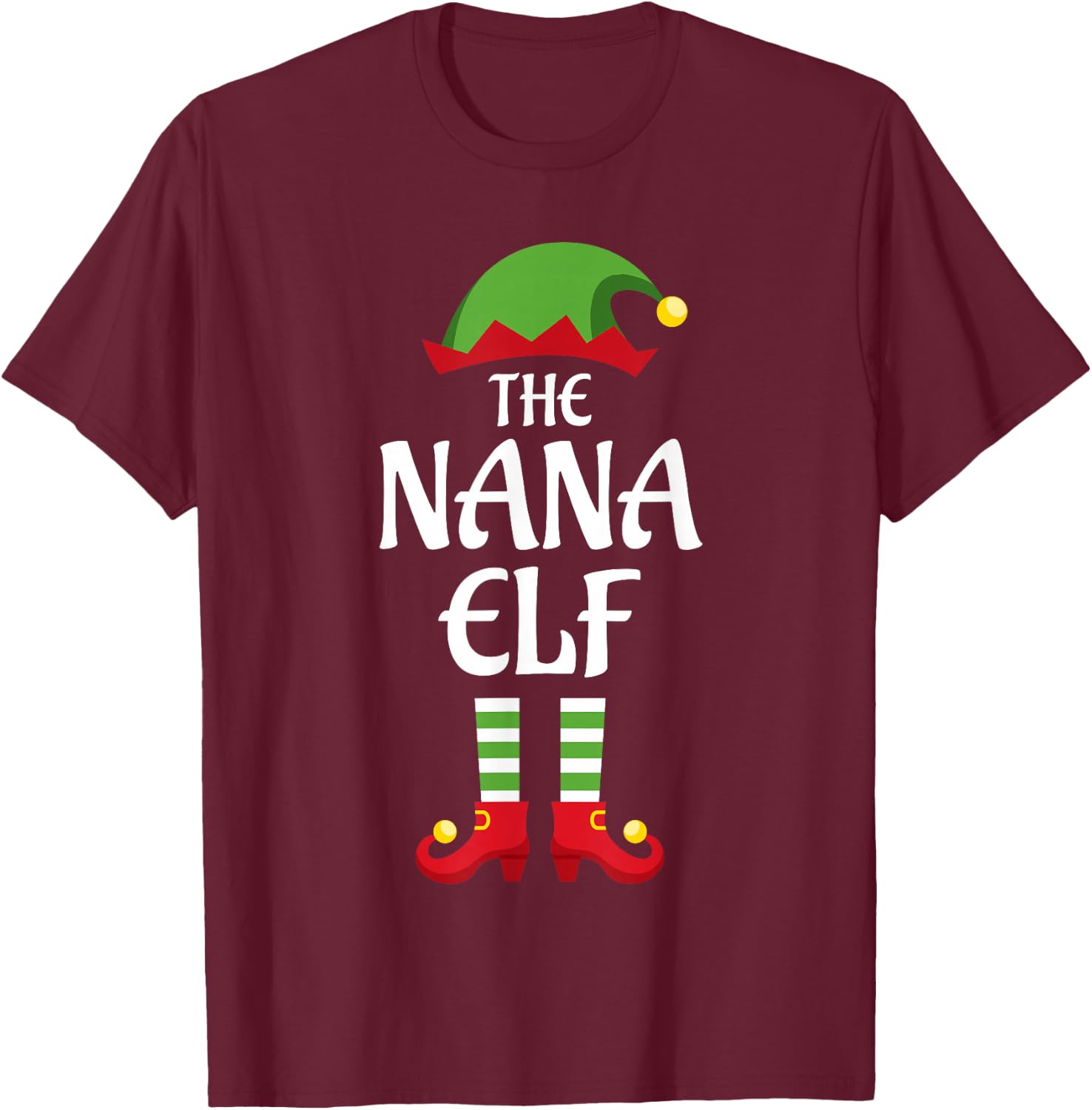 Nana Elf Family Matching Group Christmas T-Shirt - T-Shirt | Maroon