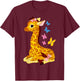 Funny Giraffe Drawing Forest Ranger Cool Giraffe Mom T-Shirt - T-Shirt | Maroon