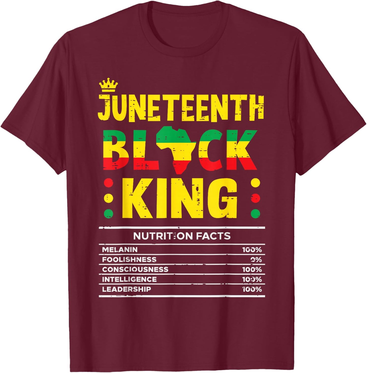 Juneteenth Black King African American Men Boys Kids Youth T-Shirt - T-Shirt | Maroon