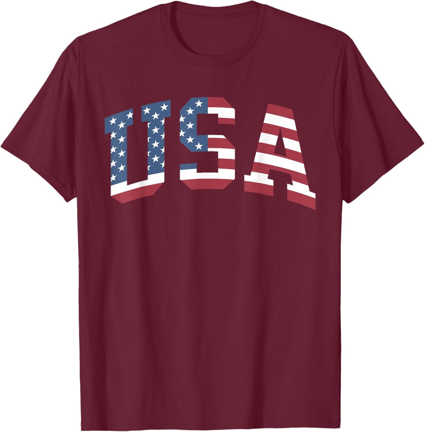 USA Shirt Women Men Kids Patriotic American Flag 4th of July T-Shirt - T-Shirt | Maroon