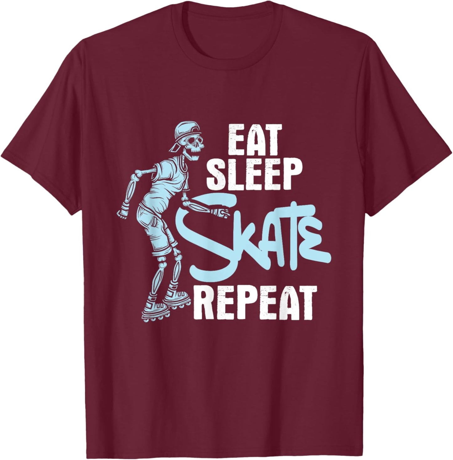 Eat Sleep Skate Repeat - Inline Skating Rollerblades Skater T-Shirt - T-Shirt | Maroon