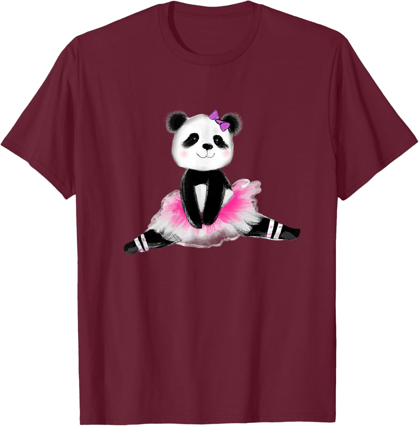 Panda bear,panda ballerina . T-Shirt - T-Shirt | Maroon