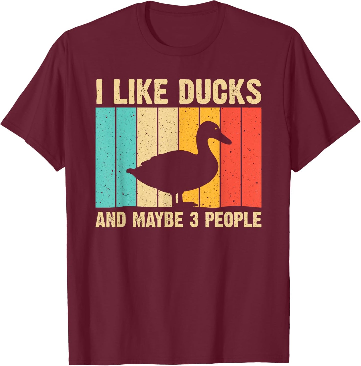 Vintage Duck Design For Duck Lovers Men Women Mallard Drake T-Shirt - T-Shirt | Maroon