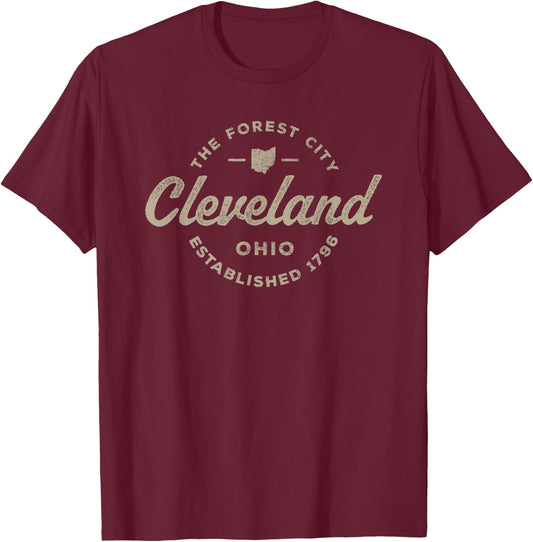 Vintage Cleveland Ohio Retro Throwback Souvenir T-Shirt - T-Shirt | Maroon