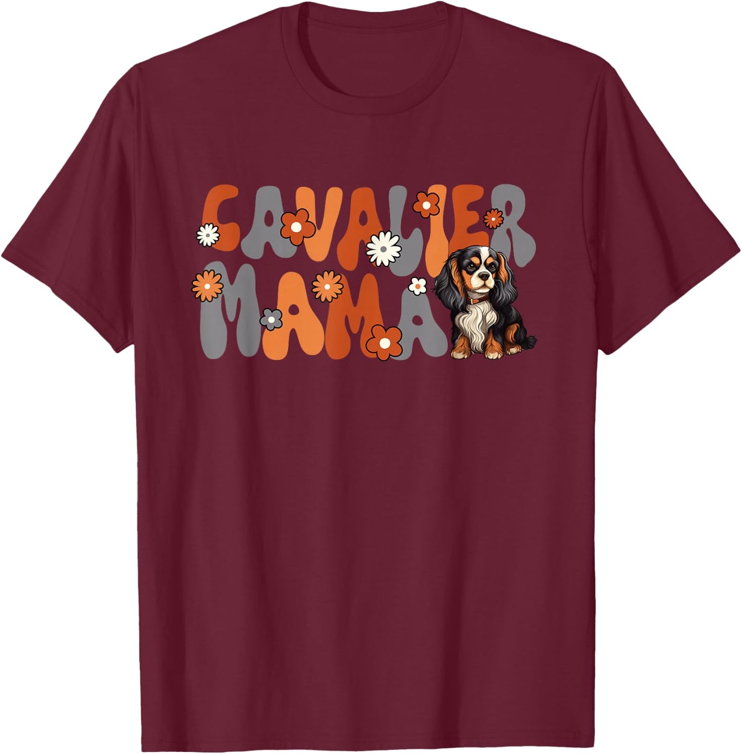 Cavalier King Charles Spaniel Groovy World's Best Cavalier T-Shirt - T-Shirt | Maroon