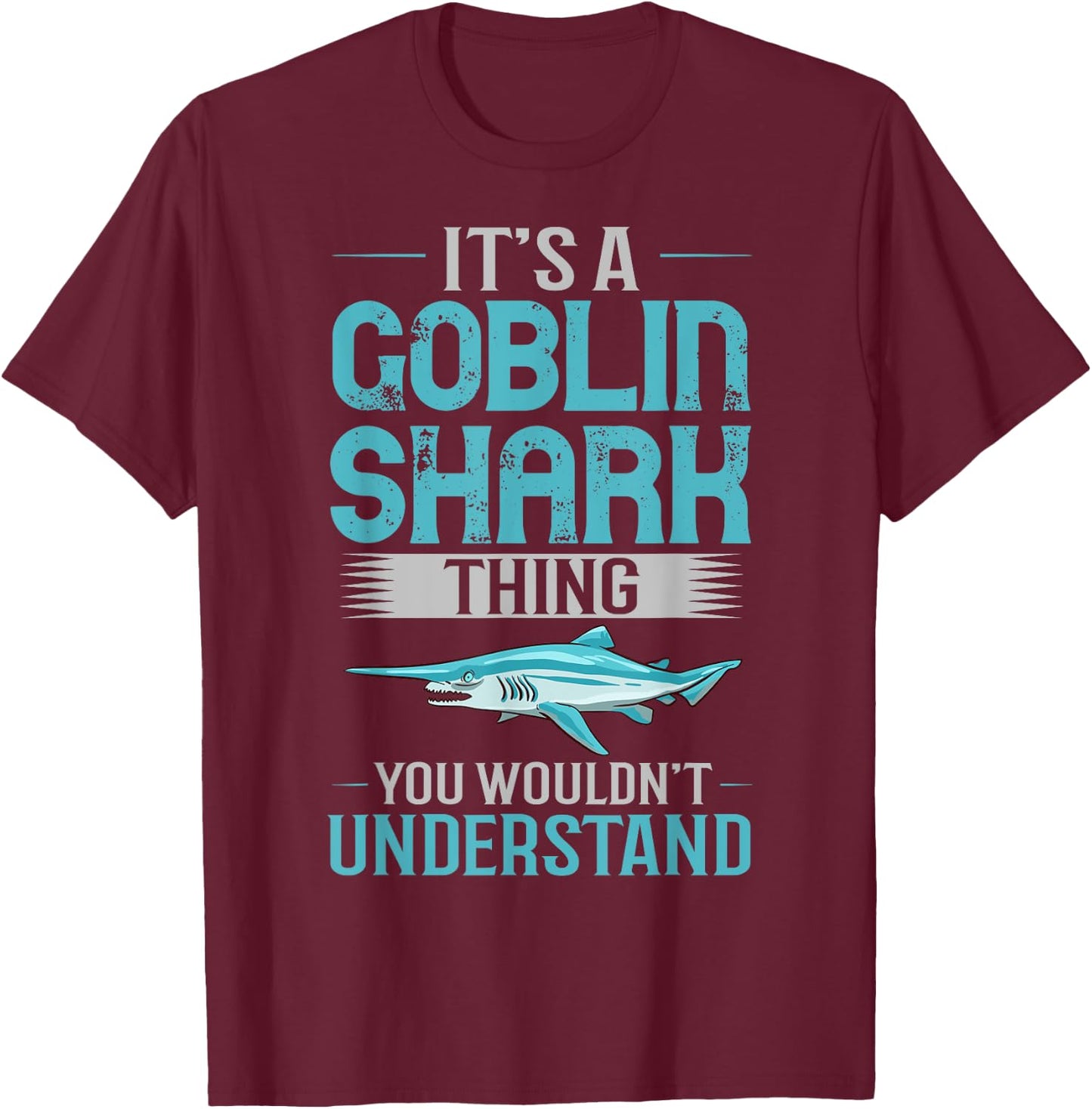 Goblin Shark Animal Tooth Funny Ocean T-Shirt - T-Shirt | Maroon
