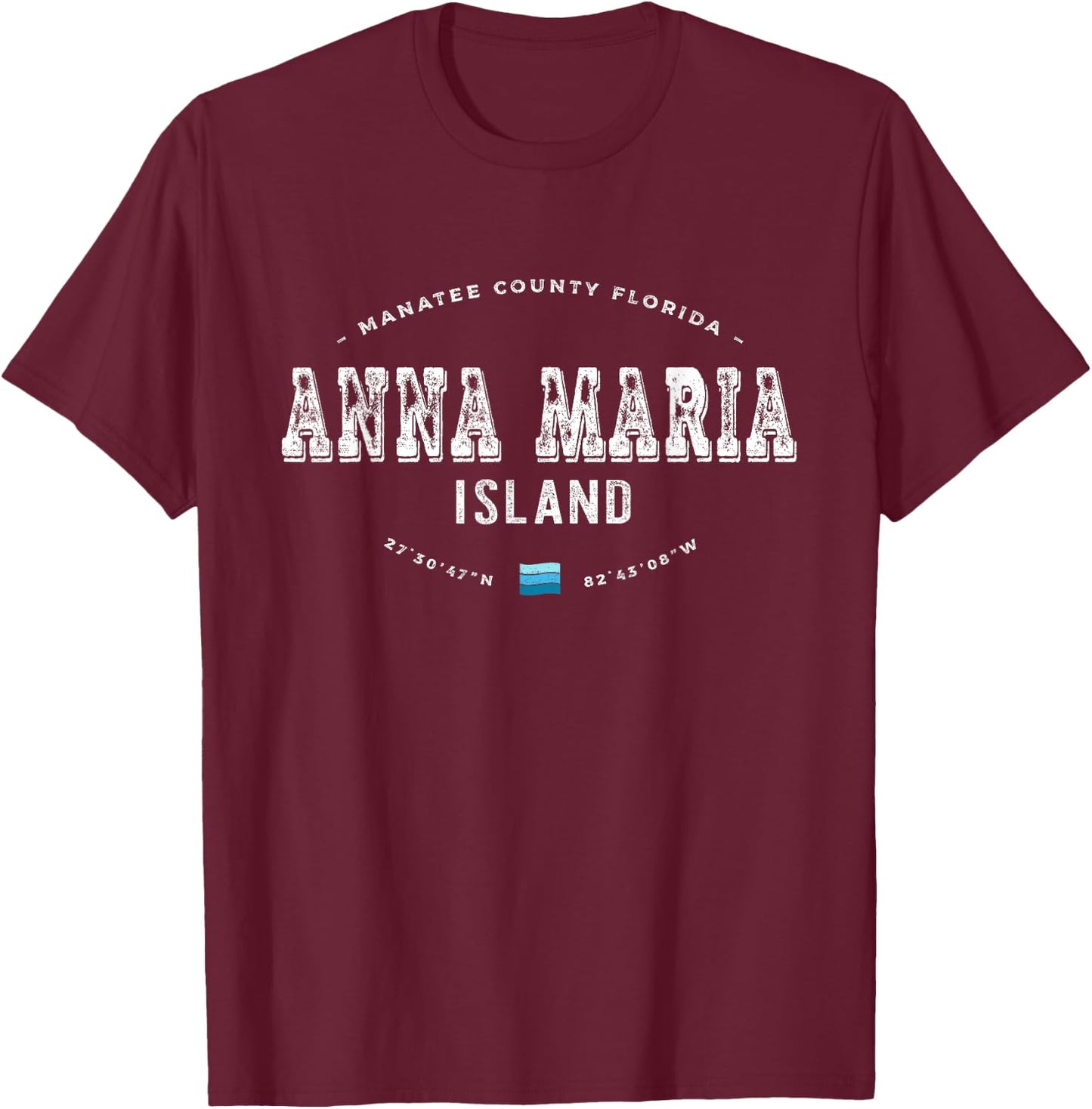 Vintage Retro Anna Maria Island Florida Graphic T-Shirt - T-Shirt | Maroon